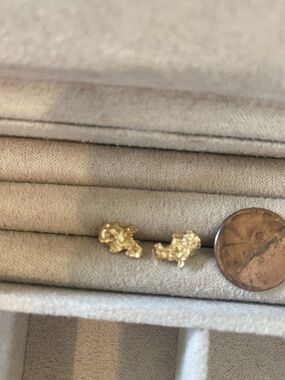 Gold Nugget Stud Earrings - Mini Nugget Design